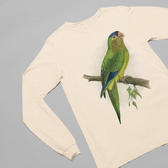 Petz's Conure Vintage Parrot Print Long Sleeve Graphic Tee T-shirt S M L XL - Picture 2 of 6